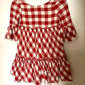 🌟Fall ‘21 MJ Red and White Plaid Bell Sleeve Dress